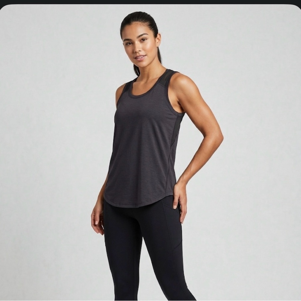 Tek Gear Drytek Active Tank Top - Charcoal Gray/Black - Mesh Back - Size M